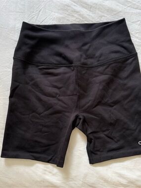 ALO Yoga Black Ribbed High-Waist Bike Shorts